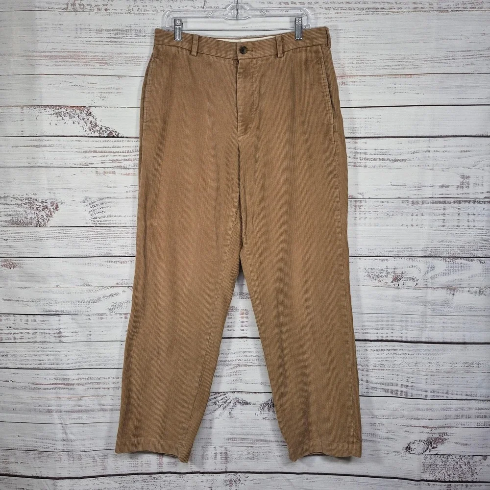 Brooks Brothers 346 Mens Corduroy Pants Tan Brown Cotton Chinos 34x32